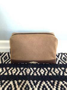 Canvas leather toiletry bag